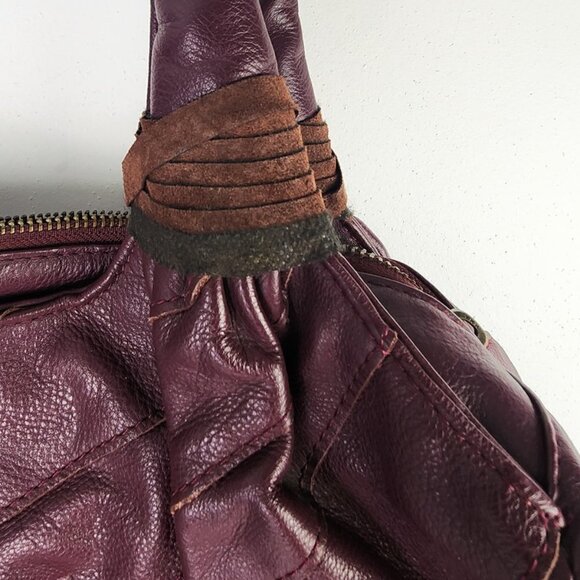 Dutchy Burgundy Leather Shoulder Bag Shabby Chic Boho Rodeo Coastal Cowgirl Fall - Picture 3 of 6